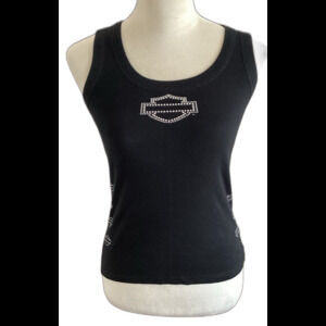 Harley-Davidson Tank Top Women's Size S Black Appleton Wisconsin Metal Studded